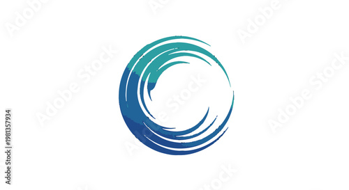 A blue and green swirling logo design.