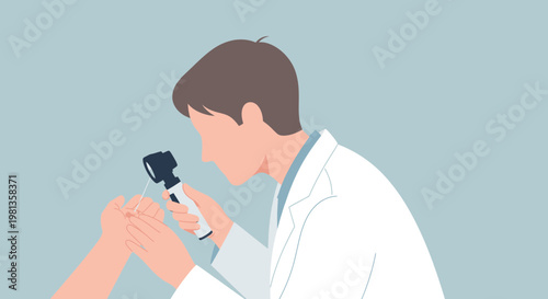 Dermatologist examining skin with dermatoscope, medical checkup, healthcare concept