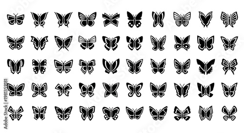 Collection of various butterfly silhouettes.
