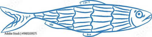 Sardine Side View Hand Drawn Sketch