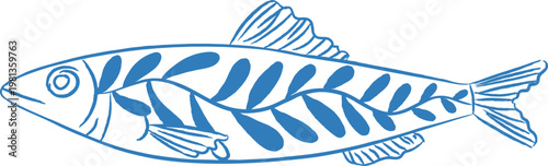 Sardine With Leaf Motif Sketch