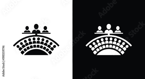 A stark visual representation displays a crowd in a stadium seating arrangement shown in both positive and negative forms