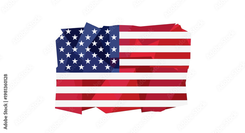 Fototapeta premium Distressed American Flag on White Background.