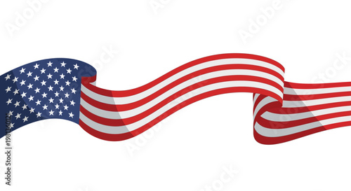Waving American Flag Ribbon Symbolizing Patriotism and National Pride.