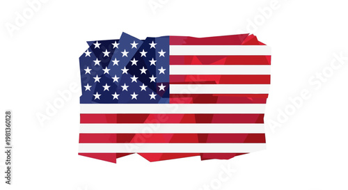 Distressed American Flag on White Background.