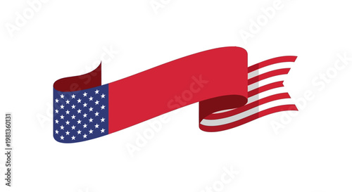 American Flag Ribbon Banner Waving Patriotism and National Pride.