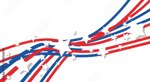 Dynamic Red White and Blue Star Trails for Patriotic Celebrations.