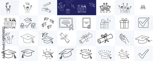 Certificate diploma and achievement award icons for education recognition professional qualification and academic success design applications
