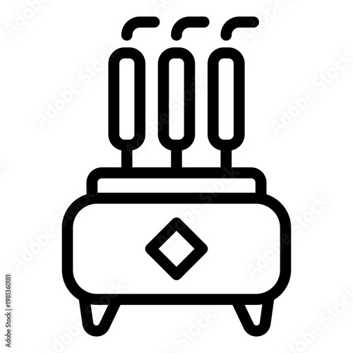 incense outline icon. burning stick. worship ritual. temple altar.