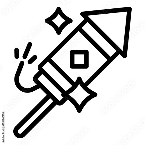 firework outline icon. pyrotechnic display. night event. festival show.