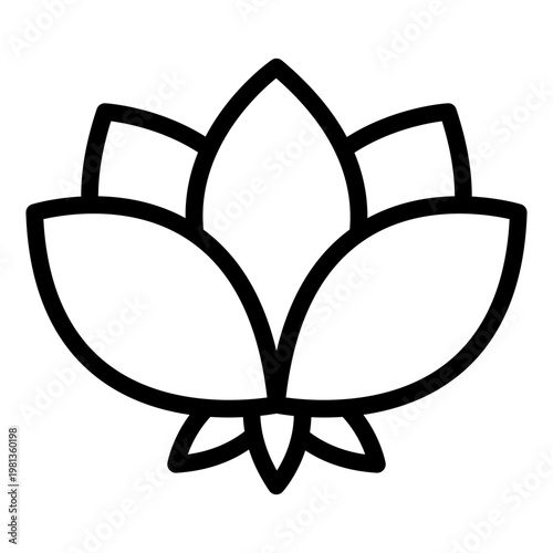 lotus flower outline icon. aquatic bloom. decoration item. water garden.
