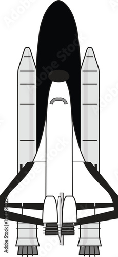 Space Shuttle with Rocket Boosters Space Exploration Illustration Icon
