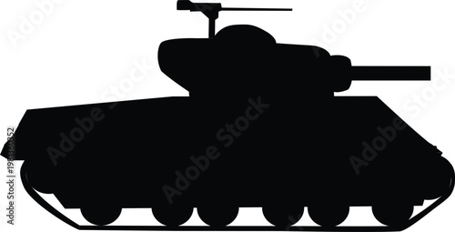 Military Tank Silhouette Armored Vehicle War Illustration Icon
