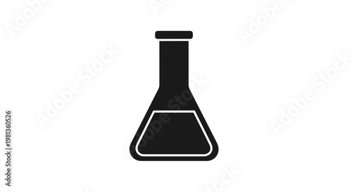 A black silhouette of an erlenmeyer flask laboratory equipment silhouette