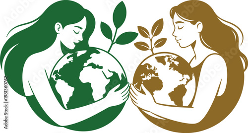 Global environmental stewardship concept showing humanity nurturing earth for ecology conservation and sustainability awareness campaigns