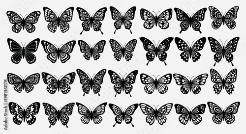 Collection of various butterfly illustrations.