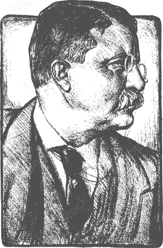 Theodore Roosevelt USA President Portrait Icon Illustration

