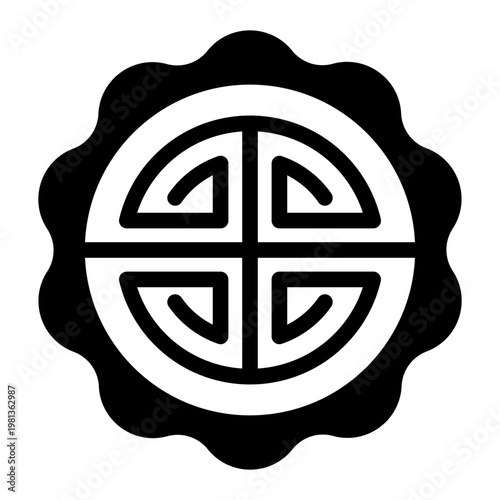 mooncake glyph icon. round pastry. festive dessert. family gift.