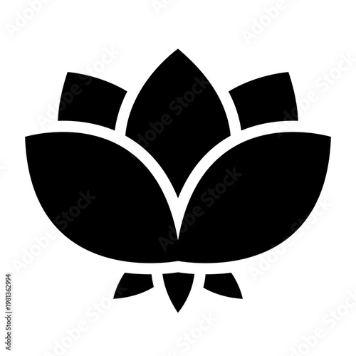 lotus flower glyph icon. aquatic bloom. decoration item. water garden.