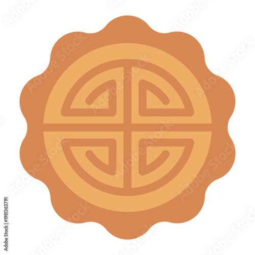 mooncake flat icon. round pastry. festive dessert. family gift.
