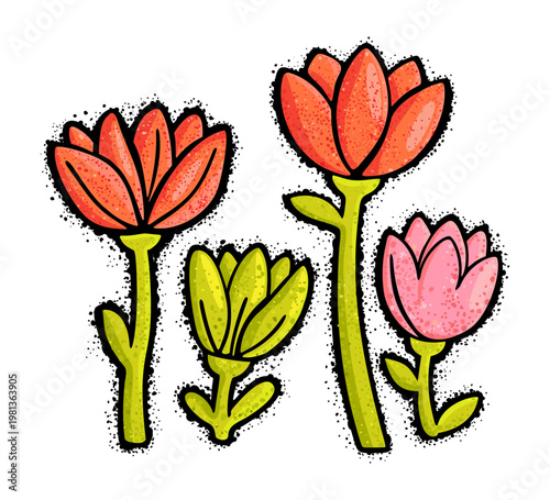 Bright abstract flowers. Vector isolated illustration