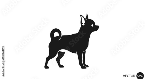 Chihuahua Dog Silhouette Icon Vector Art