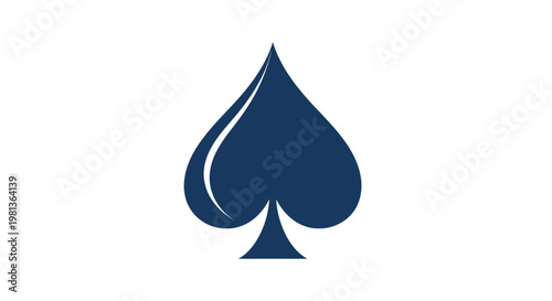 Deep Blue Spade Symbol on White Background - Gambling and Card Game Icon