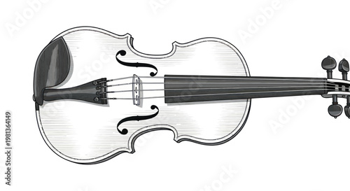 Elegant Hand-Drawn Violin Illustration - Classic String Instrument Art