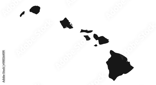 Hawaii State Outline Map Silhouette - Travel and Geography