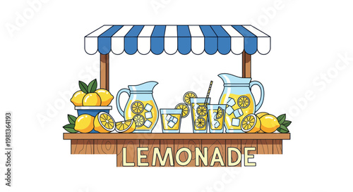 Lemonade Stand with Fresh Lemons and Refreshing Drinks
