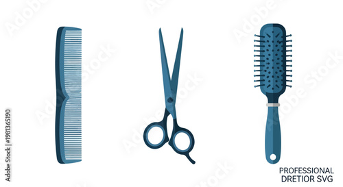 Hairdressing Tools: Comb, Scissors, and Brush - Professional Salon Equipment