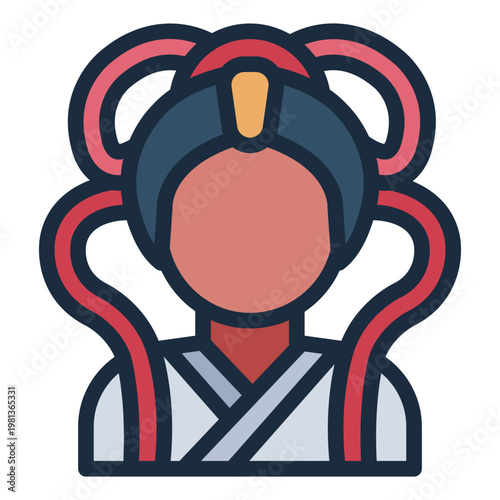 Chang e filled line icon. moon goddess. storytelling element. Festival