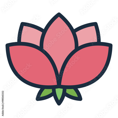 lotus flower filled line icon. aquatic bloom. decoration item. water garden.