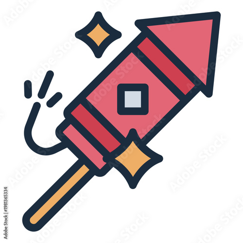 firework filled line icon. pyrotechnic display. night event. festival show.