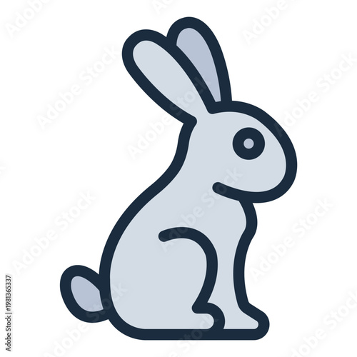 rabbit filled line icon. jade hare. lunar companion. moon legend.