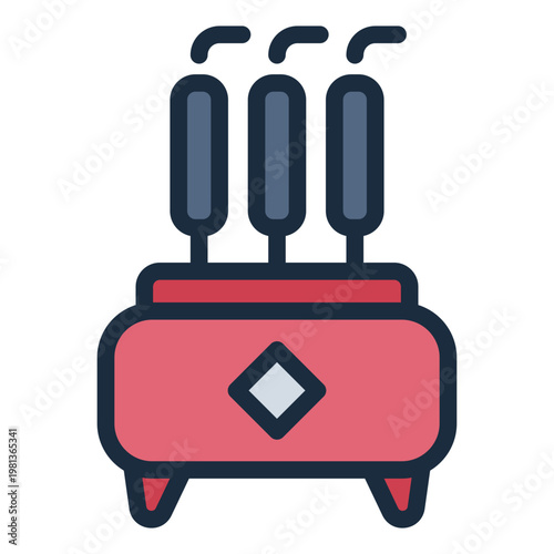 incense filled line icon. burning stick. worship ritual. temple altar.