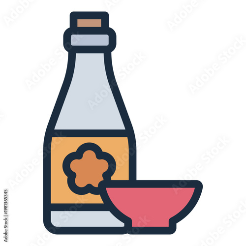 osmanthus wine filled line icon. flower liquor. celebratory drink. dinner party.