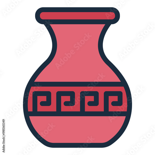 vase filled line icon. flower container. home decoration. ceramic craft.