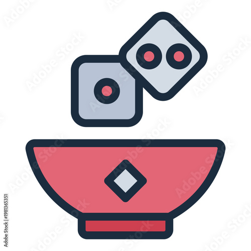 dice filled line icon. gaming tool. leisure activity. festival game.