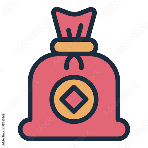 money bag filled line icon. wealth sack. financial asset. bank savings.