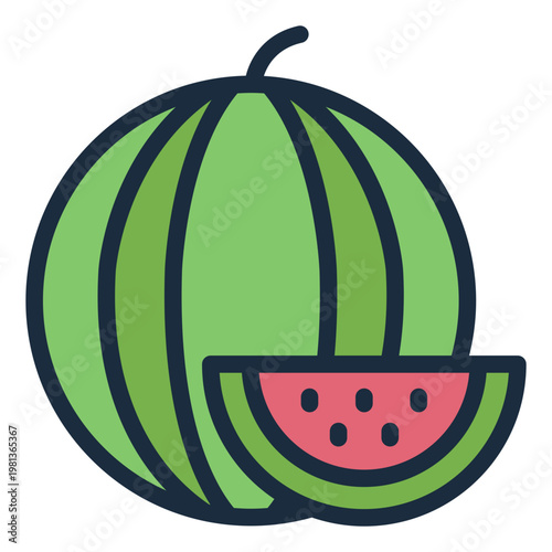 watermelon filled line icon. juicy fruit. summer food. picnic snack.