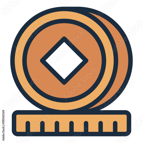 coin filled line icon. gold currency. financial unit. wealth piece.