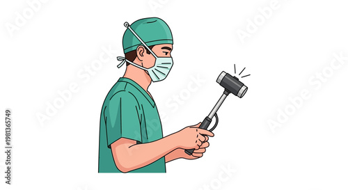 Skilled Medical Professional Administering a Reflex Hammer Test Vector Illustration for Neurological Assessment and Patient Healthcare Examination in a Clinic Setting