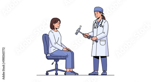 Medical Examination Vector Illustration Doctor Examining Patient with Medical Instrument in Clinic Setting