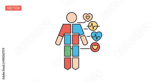 Colorful human puzzle pieces together.