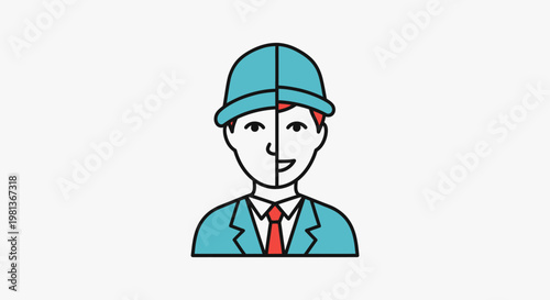 Businessman Wearing Blue Hard Hat.
