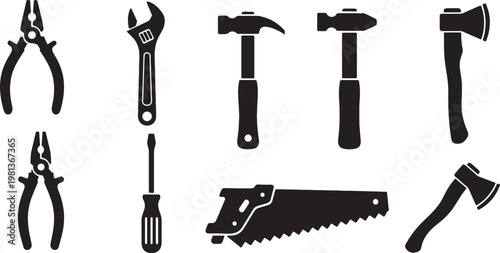 Professional Hardware Tool Kit Symbols for Repair and Carpentry Work