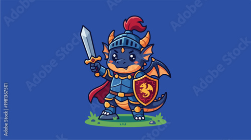 Cartoon Dragon Knight Warrior.