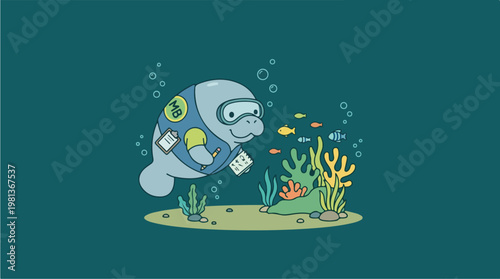 Astronaut Fish Ocean Scene.