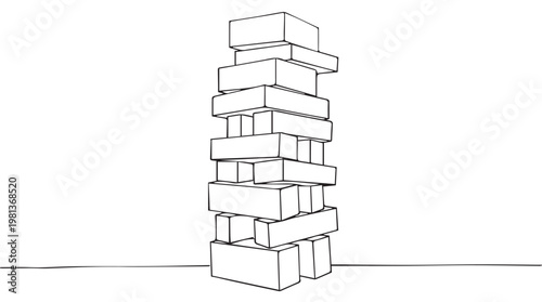 Minimalist 3D isometric bookshelf line drawing with stacked books and open storage design